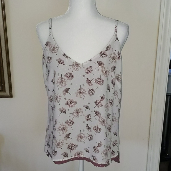 White House Black Market Tops - WHBM Reversable Floral & Polka Dot Tank